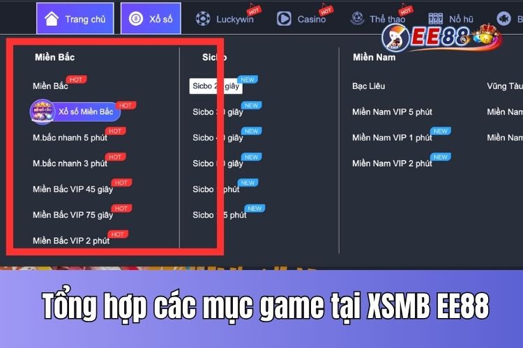 Tổng hợp các mục game tại XSMB EE88