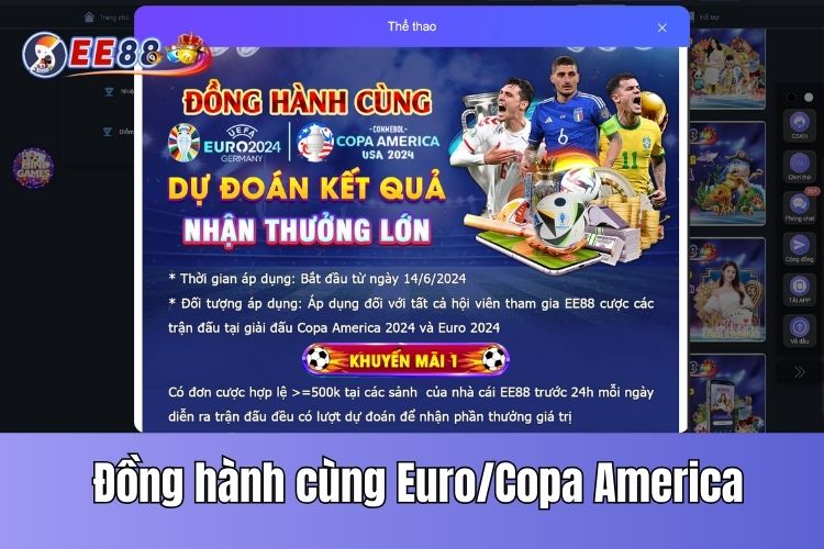 Đồng hành cùng Euro/Copa America 2024 tại nhà cái EE88