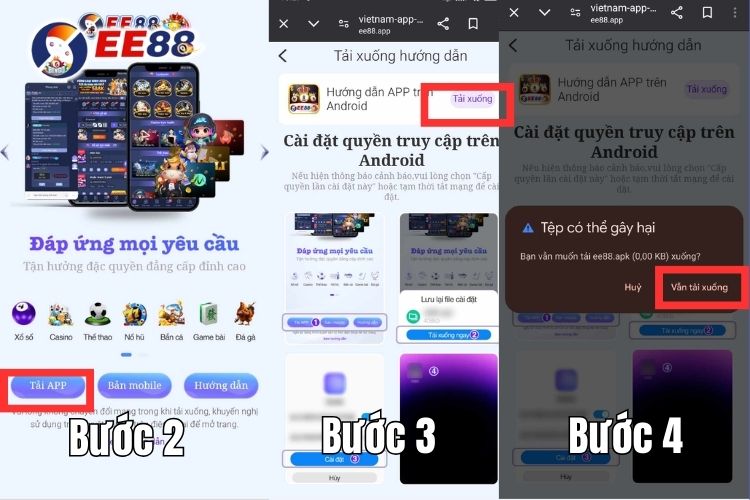 Tiếp tục bấm chọn để tải file apk EE88