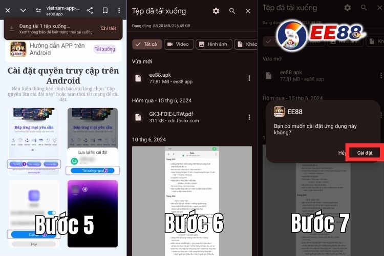 Hướng dẫn quy trình EE88 tải app trên Android